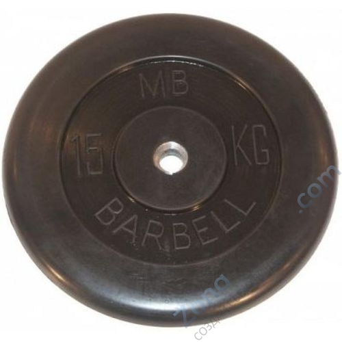 Диск обрезиненый черный MB Barbell MB26-15 d-26мм 15кг