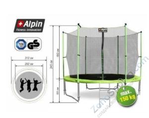 Батут Alpin inside 3,12м с защитной сеткой и лестницей