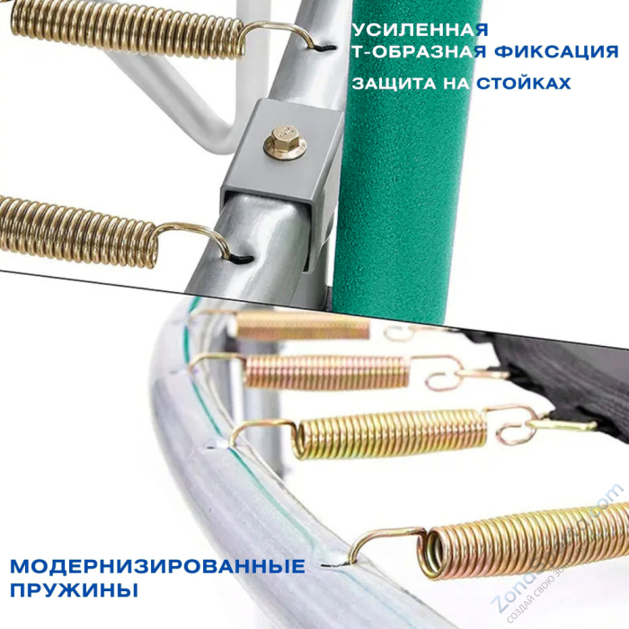 Батут с защитной сеткой Perfetto Sport Premium Moving 12 диаметр 3,70 м зеленый