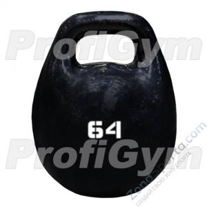 Черная профессиональная гиря ProfiGym 64 кг
