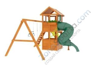 Деревянная детская площадка для дачи Igragrad Клубный домик с трубой