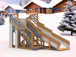 Деревянная зимняя горка IgraGrad Snow Fox длина ската 4 м мод.3