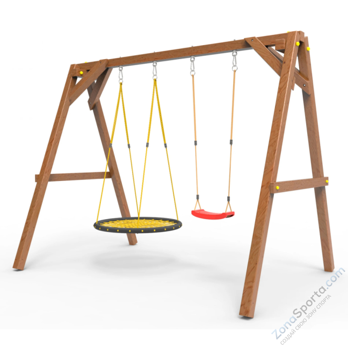 Деревянные качели Пикник 2 Оптимус (качели гнездо 1м качели долька)