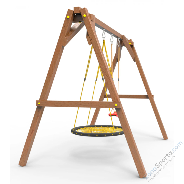 Деревянные качели Пикник 2 Оптимус (качели гнездо 1м качели долька)