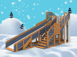 Детская деревянная зимняя горка IgraGrad Snow Fox скат 5.9 м мод.3