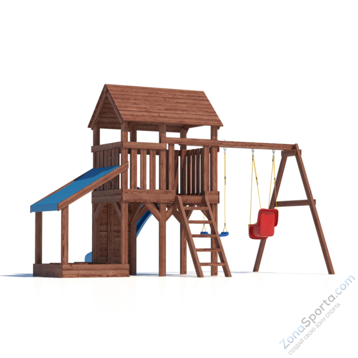 Детская площадка CustWood Scout SC7+ с большой деревянной крышей