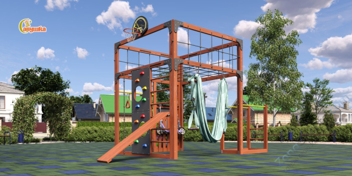 Детская площадка Савушка Куб-1 (Махагон) с гамаком для йоги