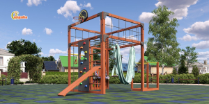 Детская площадка Савушка Куб-1 (Махагон) с гамаком для йоги