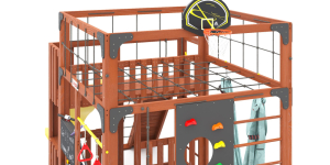 Детская площадка Савушка Куб-3 (Махагон) с гамаком для йоги