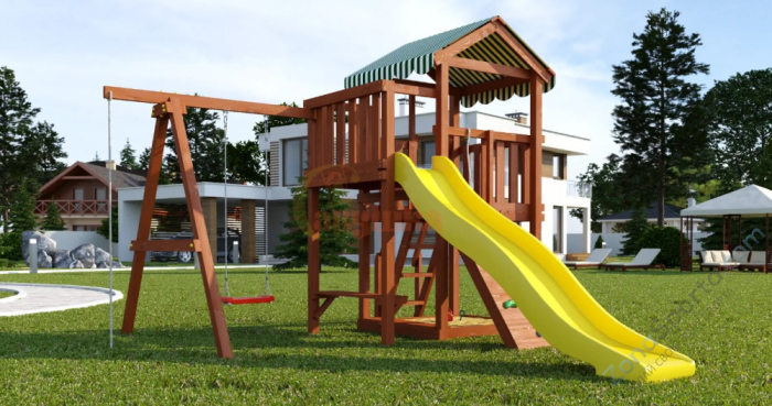 Детская площадка Савушка Мастер 1 (Махагон) Plus (горка 3 метра)