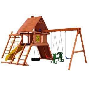 Детский игровой комплекс SunriseStar с деревянной крышей и рукоходом
