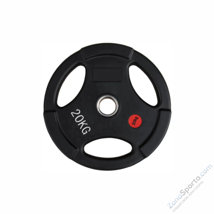 Диск обрезиненный с тремя хватами  UltraGym 15 кг