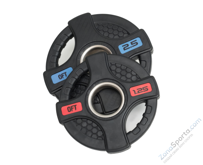 Диск олимпийский обрезиненный черный с двумя хватами Original FitTools FT-2HGP-2,5 2,5 кг