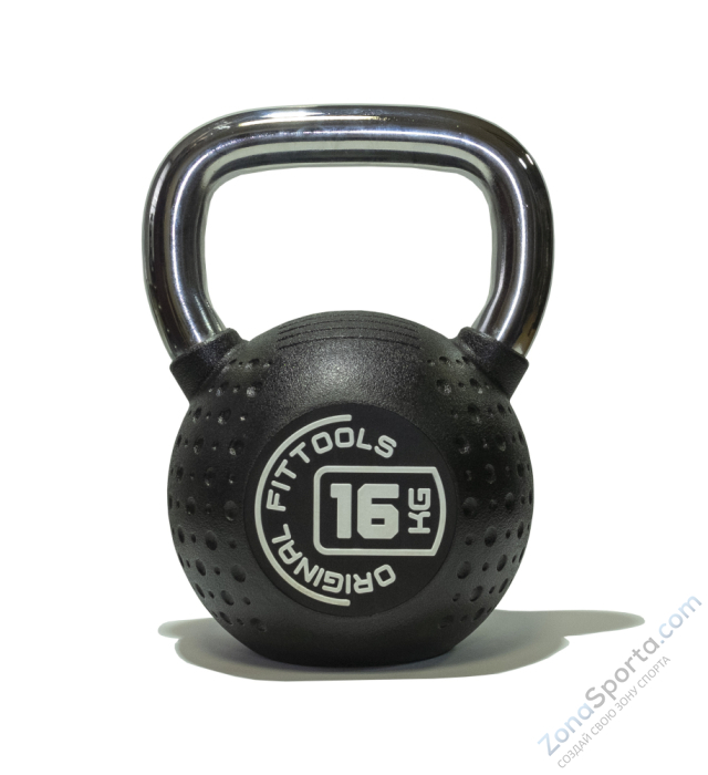 Гиря 16 кг с хромированной ручкой полиуретановая (CPU) Original FitTools