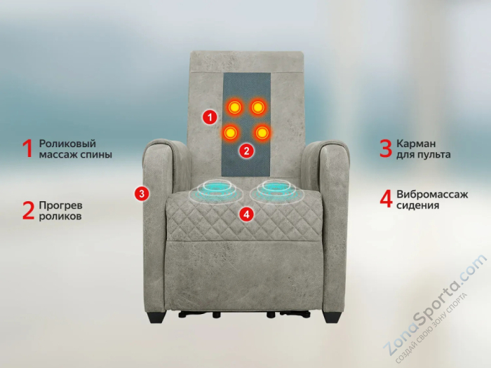 Кресло-реклайнер электрический с подъемом и массажем Fujimo Lounge Up Mouse