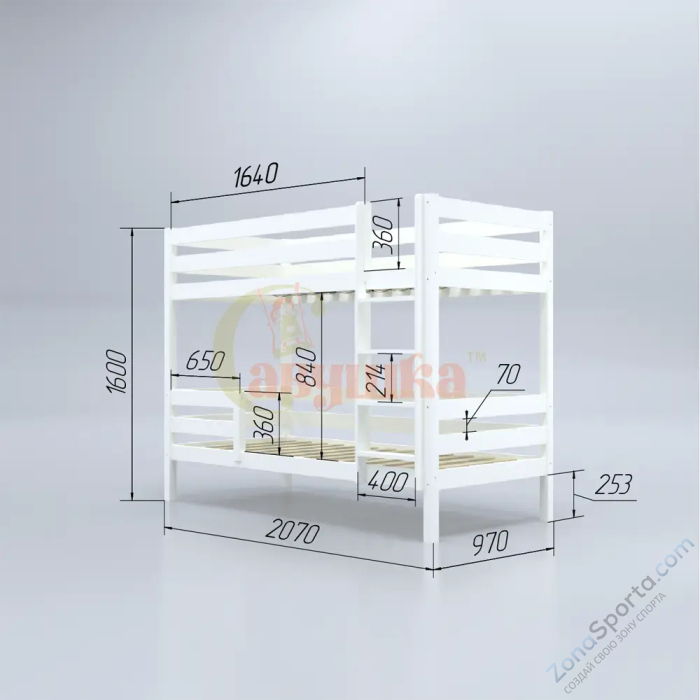 Кровать детская двухъярусная Савушка-01 80х160 розовая