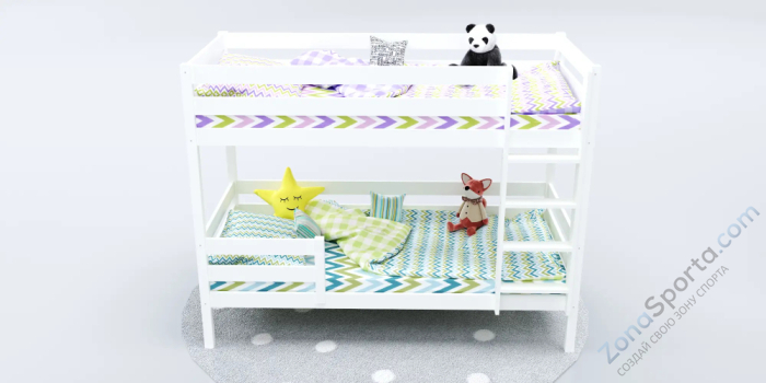 Кровать детская двухъярусная Савушка-01 90х180 белая