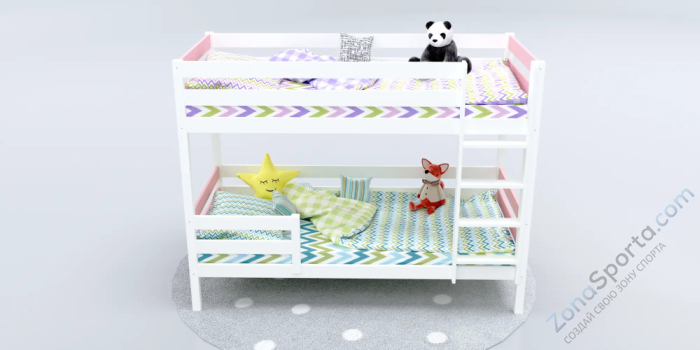 Кровать детская двухъярусная Савушка-01 90х180 розовая