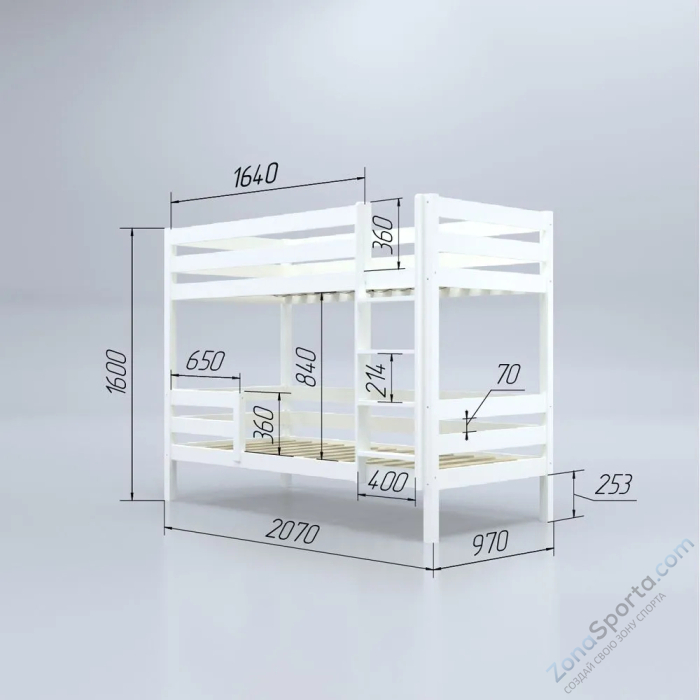 Кровать детская двухъярусная Савушка-01 90х200 зеленая