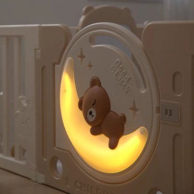 Манеж Unix Kids DeLuxe House Storage Camel 180 x 200 см с баскетбольной стойкой, доской для рисования, качелями