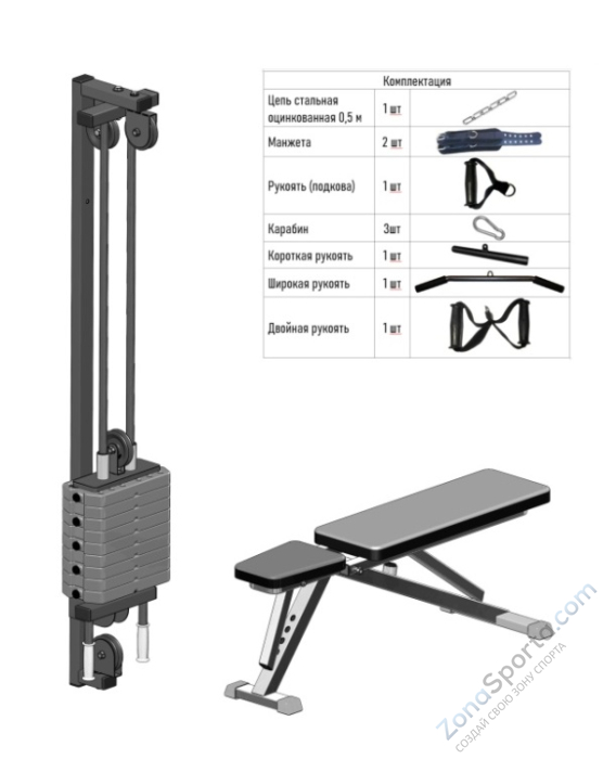 Реабилитационный тренажер DEXsport Effect 50 кг со скамьей