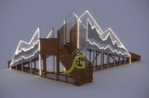 Зимняя деревянная горка IgraGrad Snow Fox 12 м с двумя скатами мод.5