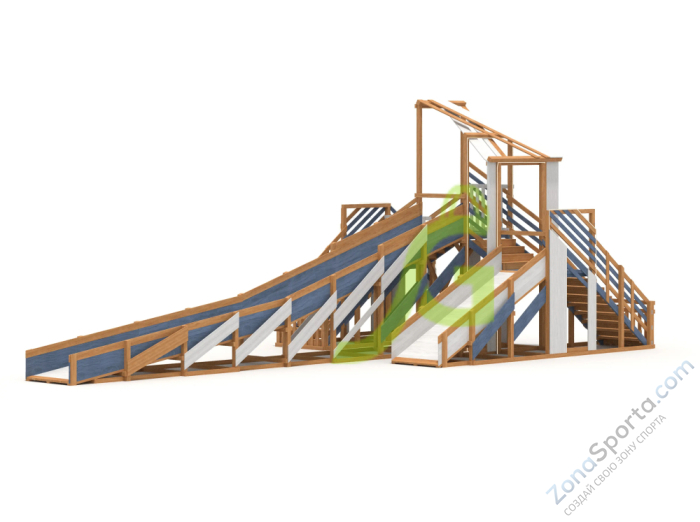 Зимняя деревянная горка IgraGrad Snow Fox 12 м с двумя скатами мод.624