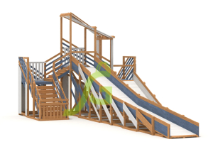 Зимняя деревянная горка IgraGrad Snow Fox 12 м с двумя скатами мод.624