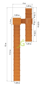 Зимняя деревянная горка IgraGrad Snow Fox 12 м с двумя скатами