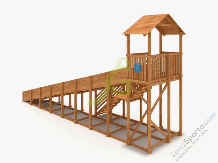 Зимняя деревянная горка IgraGrad Snow Fox (Домик) скат 10 м