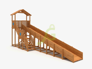 Зимняя деревянная горка IgraGrad Snow Fox (Домик) скат 10 м