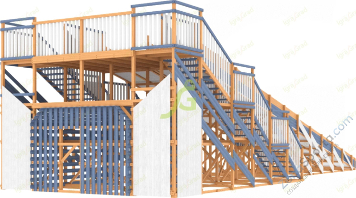 Зимняя деревянная горка IgraGrad Snow Fox скат 18 м мод.2