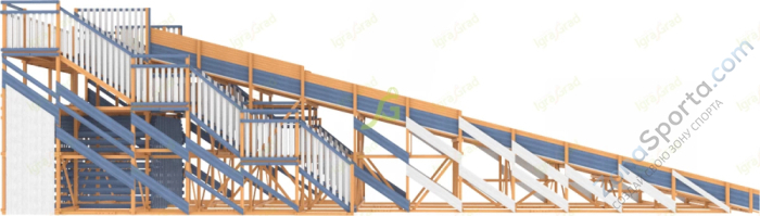 Зимняя деревянная горка IgraGrad Snow Fox скат 18 м мод.2