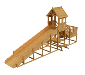 Зимняя деревянная заливная горка Морозко 12м (с хозблоком)