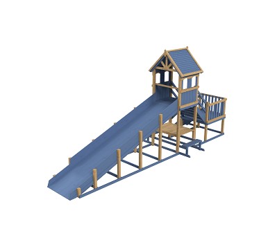 Зимняя деревянная заливная горка Теремок 2 скат 8х1,5м