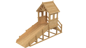 Зимняя деревянная заливная горка Теремок (без окраски)